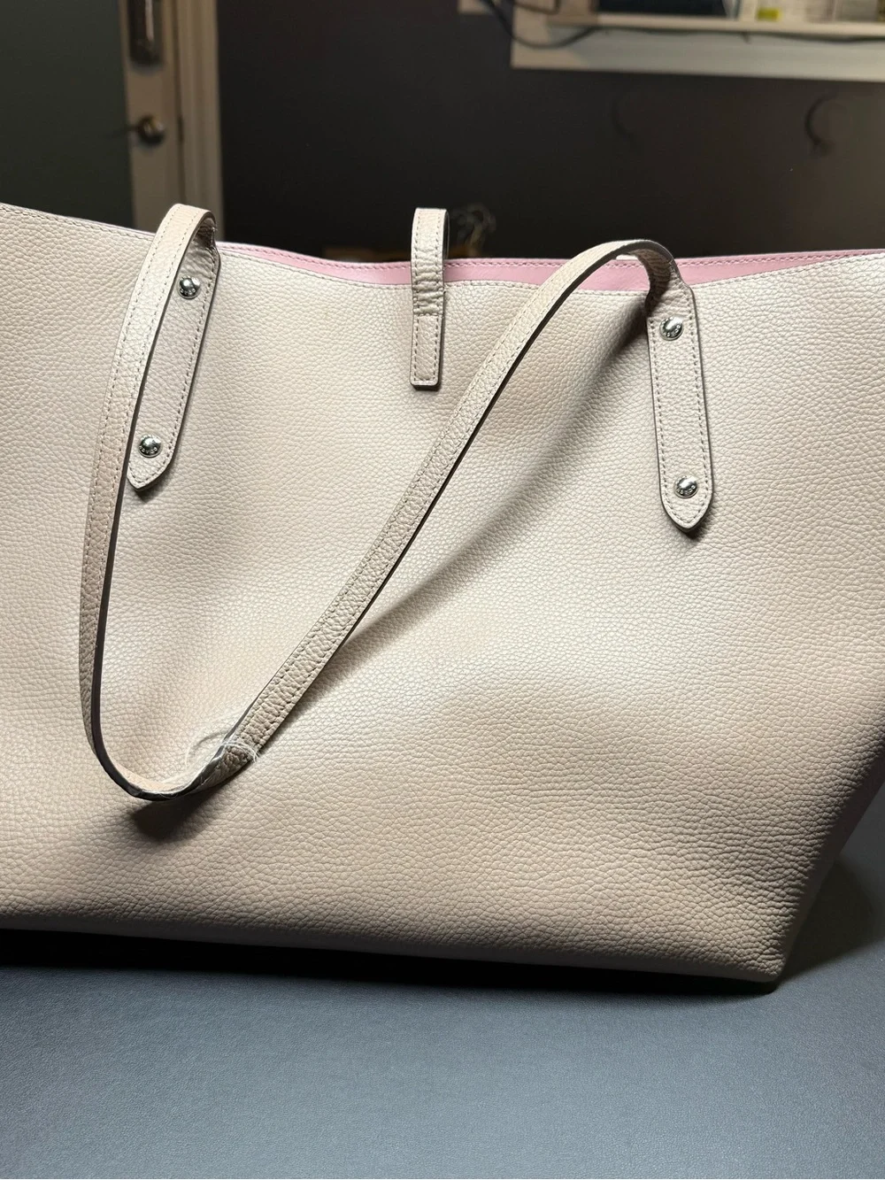 Coach Pebbled Leather Tote in Taupe